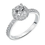 Artcarved Bridal Mounted with CZ Center Contemporary Halo Engagement Ring Ellen 14K White Gold - 31-V390ERW-E.00 photo