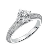 Artcarved Bridal Semi-Mounted with Side Stones Vintage Engagement Ring Jeanette 14K White Gold - 31-V434ERW-E.01 photo
