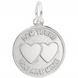 Rembrandt Sterling Silver I Am Yours 2 Hearts Disc Charm photo