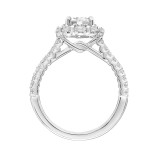 Artcarved Bridal Semi-Mounted with Side Stones Classic Halo Engagement Ring 18K White Gold - 31-V902EVW-E.03 photo 3
