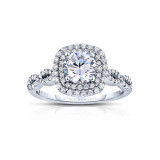 True Romance 14k White 0.42ct Diamond Double Halo Semi Mount Engagement Ring photo