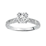Artcarved Bridal Mounted with CZ Center Vintage Engraved Solitaire Engagement Ring Bernadette 14K White Gold - 31-V432ERW-E.00 photo 4