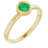 14K Yellow 4.5 mm Round Emerald Ring - 718066295P photo