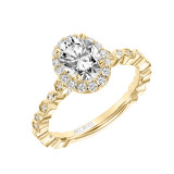 Artcarved Bridal Semi-Mounted with Side Stones Contemporary Halo Engagement Ring Paley 14K Yellow Gold - 31-V895EVY-E.01 photo