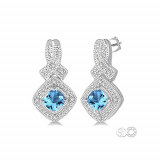 Ashi Sterling Silver White Single Cut Diamond and Blue Topaz Earrings photo