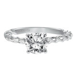 Artcarved Bridal Mounted with CZ Center Contemporary Rope Solitaire Engagement Ring Joanna 14K White Gold - 31-V460ERW-E.00 photo 2