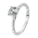 Artcarved Bridal Mounted with CZ Center Contemporary Rope Solitaire Engagement Ring Joanna 14K White Gold - 31-V460ERW-E.00 photo 4