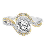 Artcarved Bridal Semi-Mounted with Side Stones Contemporary Halo Engagement Ring Adeena 14K White Gold Primary & 14K Yellow Gold - 31-V598FRA-E.01 photo 2
