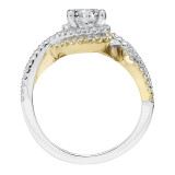 Artcarved Bridal Semi-Mounted with Side Stones Contemporary Halo Engagement Ring Adeena 14K White Gold Primary & 14K Yellow Gold - 31-V598FRA-E.01 photo 3