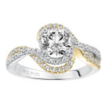 Artcarved Bridal Semi-Mounted with Side Stones Contemporary Halo Engagement Ring Adeena 14K White Gold Primary & 14K Yellow Gold - 31-V598FRA-E.01 photo 4