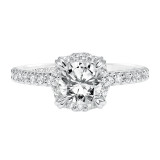 Artcarved Bridal Semi-Mounted with Side Stones Classic Halo Engagement Ring Emme 14K White Gold - 31-V645ERW-E.01 photo 2