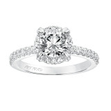 Artcarved Bridal Semi-Mounted with Side Stones Classic Halo Engagement Ring Emme 14K White Gold - 31-V645ERW-E.01 photo 4