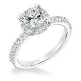 Artcarved Bridal Semi-Mounted with Side Stones Classic Halo Engagement Ring Emme 14K White Gold - 31-V645ERW-E.01 photo