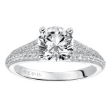 Artcarved Bridal Semi-Mounted with Side Stones Vintage Milgrain Diamond Engagement Ring Analisa 14K White Gold - 31-V535GRW-E.01 photo 4