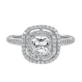 Artcarved Bridal Semi-Mounted with Side Stones Classic Halo Engagement Ring Tara 14K White Gold - 31-V429EUW-E.01 photo 2