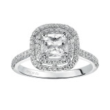 Artcarved Bridal Semi-Mounted with Side Stones Classic Halo Engagement Ring Tara 14K White Gold - 31-V429EUW-E.01 photo 4