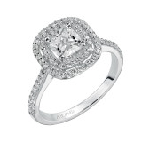 Artcarved Bridal Semi-Mounted with Side Stones Classic Halo Engagement Ring Tara 14K White Gold - 31-V429EUW-E.01 photo