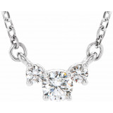 14K White 1/3 CTW Diamond Three-Stone 16-18 Necklace - 86615605P photo