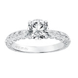 Artcarved Bridal Mounted with CZ Center Vintage Filigree Diamond Engagement Ring Anwen 14K White Gold - 31-V690ERW-E.00 photo 4
