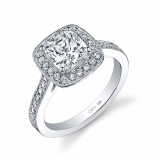 0.42tw Semi-Mount Engagement Ring With 6.5X6.5 Cushion Head photo
