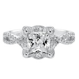 Artcarved Bridal Mounted with CZ Center Contemporary Floral Diamond Engagement Ring Leslie 14K White Gold - 31-V339GCW-E.00 photo 2