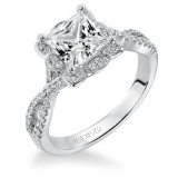 Artcarved Bridal Mounted with CZ Center Contemporary Floral Diamond Engagement Ring Leslie 14K White Gold - 31-V339GCW-E.00 photo