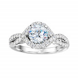 True Romance Platinum 0.74ct Diamond Halo Semi Mount Engagement Ring photo