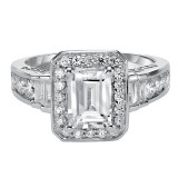 Artcarved Bridal Mounted with CZ Center Contemporary Halo Engagement Ring Simone 14K White Gold - 31-V361GEW-E.00 photo 2