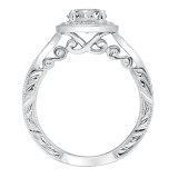 Artcarved Bridal Semi-Mounted with Side Stones Vintage Filigree Halo Engagement Ring Elspeth 14K White Gold - 31-V686ERW-E.01 photo 3