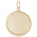 14k Gold Rope Dise Charm photo