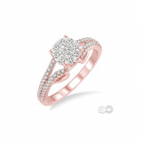 Ashi 14k Rose Gold Round Cut Diamond Lovebright Engagement Ring photo
