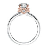 Artcarved Bridal Semi-Mounted with Side Stones Contemporary Rope Solitaire Engagement Ring Clarice 14K White Gold Primary & 14K Rose Gold - 31-V584ERR-E.01 photo 2