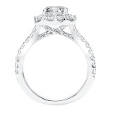 Artcarved Bridal Semi-Mounted with Side Stones Classic Halo Engagement Ring Frances 14K White Gold - 31-V734ERW-E.01 photo 3