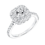 Artcarved Bridal Semi-Mounted with Side Stones Classic Halo Engagement Ring Frances 14K White Gold - 31-V734ERW-E.01 photo