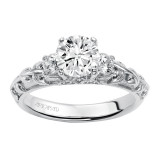 Artcarved Bridal Mounted with CZ Center Vintage 3-Stone Engagement Ring Avery 14K White Gold - 31-V287ERW-E.00 photo