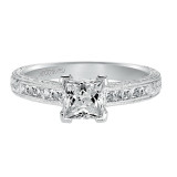 Artcarved Bridal Semi-Mounted with Side Stones Vintage Engraved Diamond Engagement Ring Alani 14K White Gold - 31-V510ECW-E.01 photo 2