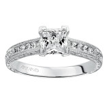 Artcarved Bridal Semi-Mounted with Side Stones Vintage Engraved Diamond Engagement Ring Alani 14K White Gold - 31-V510ECW-E.01 photo 4
