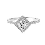 Artcarved Bridal Semi-Mounted with Side Stones Contemporary Halo Engagement Ring Joy 18K White Gold - 31-V900ECW-E.03 photo 2