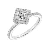 Artcarved Bridal Semi-Mounted with Side Stones Contemporary Halo Engagement Ring Joy 18K White Gold - 31-V900ECW-E.03 photo