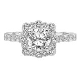 Artcarved Bridal Mounted with CZ Center Vintage Vintage Halo Engagement Ring Lilith 14K White Gold - 31-V824ERW-E.00 photo 2