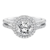 Artcarved Bridal Mounted with CZ Center Classic Halo Engagement Ring Kristen 14K White Gold - 31-V609ERW-E.00 photo 2