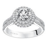 Artcarved Bridal Mounted with CZ Center Classic Halo Engagement Ring Kristen 14K White Gold - 31-V609ERW-E.00 photo 4