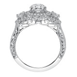 Artcarved Bridal Mounted with CZ Center Vintage Engraved 3-Stone Engagement Ring Ophelia 14K White Gold - 31-V553ERW-E.00 photo 3
