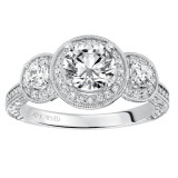 Artcarved Bridal Mounted with CZ Center Vintage Engraved 3-Stone Engagement Ring Ophelia 14K White Gold - 31-V553ERW-E.00 photo 4