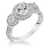 Artcarved Bridal Mounted with CZ Center Vintage Engraved 3-Stone Engagement Ring Ophelia 14K White Gold - 31-V553ERW-E.00 photo