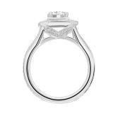 Artcarved Bridal Semi-Mounted with Side Stones Vintage Milgrain Halo Engagement Ring Maeve 18K White Gold - 31-V829EUW-E.03 photo 3