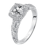 Artcarved Bridal Mounted with CZ Center Vintage Filigree Halo Engagement Ring Piper 14K White Gold - 31-V531ERW-E.00 photo 4