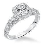 Artcarved Bridal Mounted with CZ Center Vintage Filigree Halo Engagement Ring Piper 14K White Gold - 31-V531ERW-E.00 photo