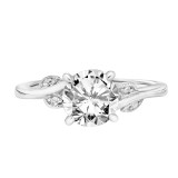 Artcarved Bridal Mounted with CZ Center Contemporary Floral Solitaire Engagement Ring Lilac 14K White Gold - 31-V783GRW-E.00 photo 2