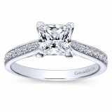 Gabriel & Co 14k White Gold Princess Cut Straight Engagement Ring photo